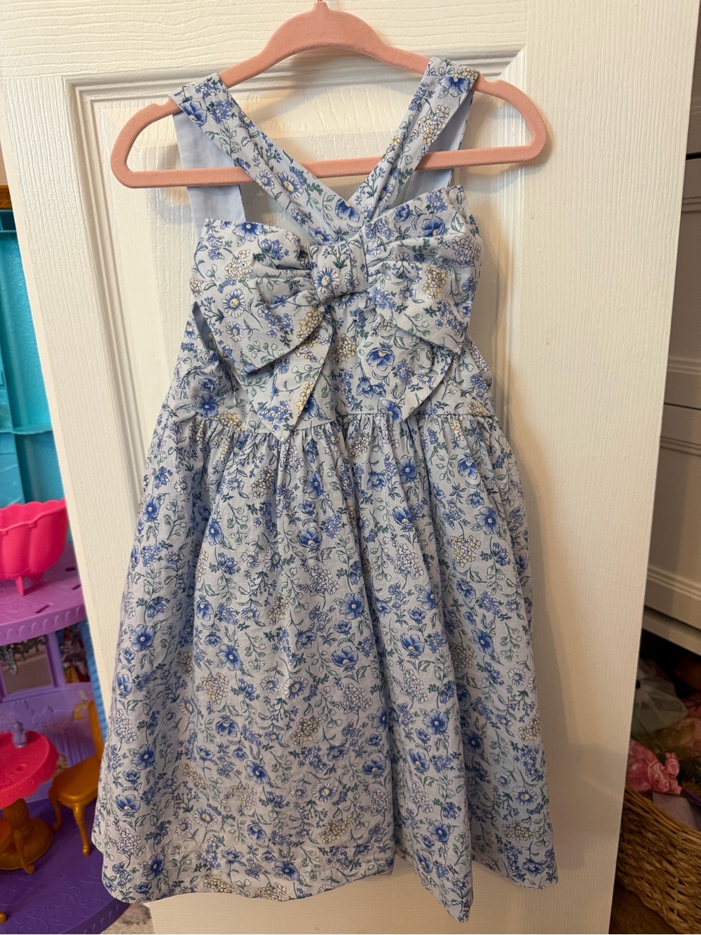 Janie and Jack Blue Floral Bow-Back Dress